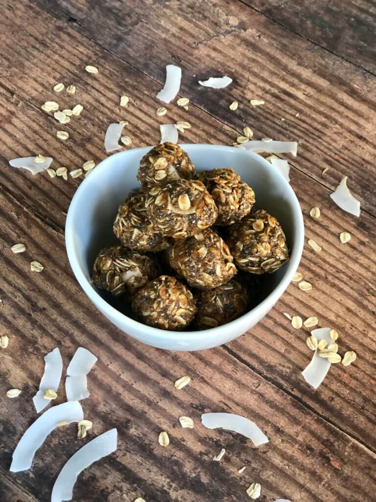 Plant Based Kidneys, kidney friendly recipes - Bowl of Almond coconut balls