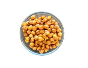 Crunchy, roasted chickpeas in a bowl.