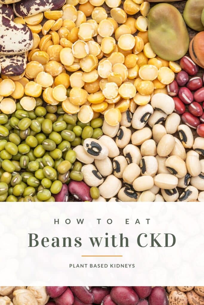 Background is different beans with the title How To Eat beans with CKD.