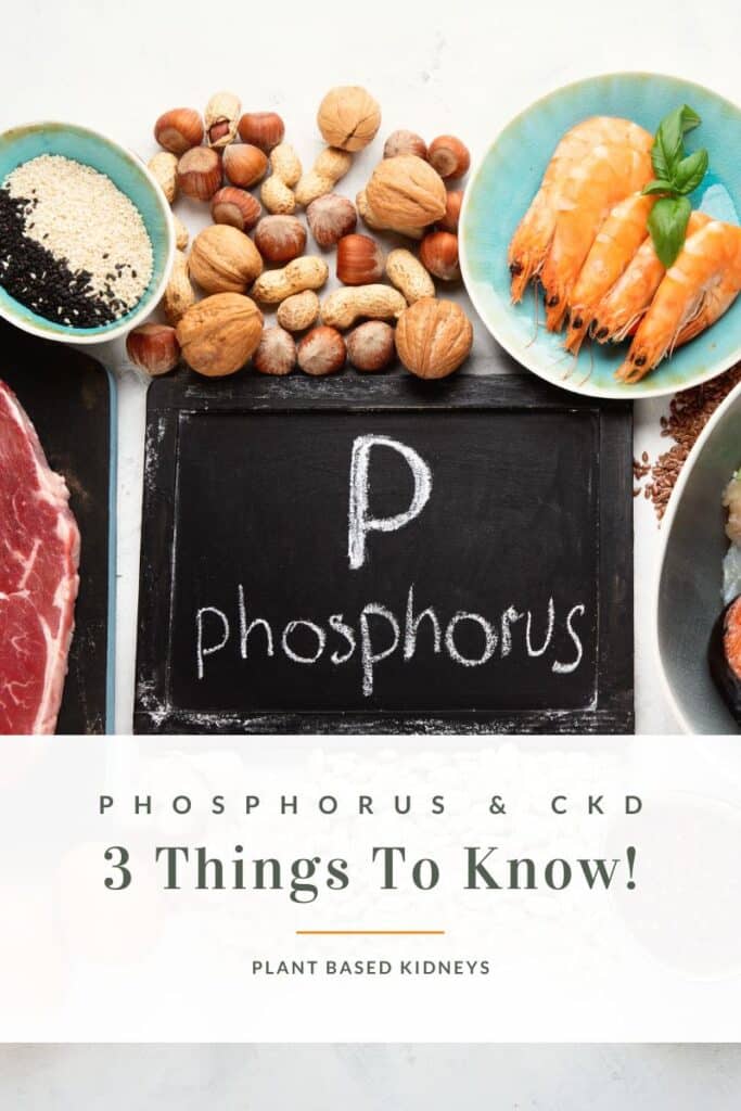 Photo of phosphorus containing foods and title of blog.