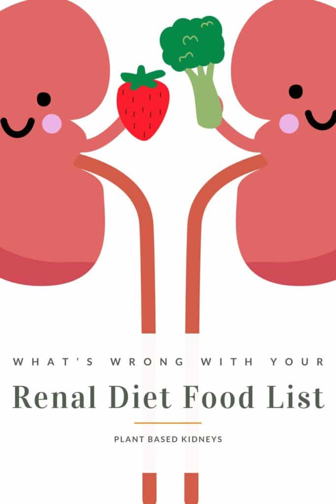Cartoon of kidneys holding a strawberry and broccoli with blog title