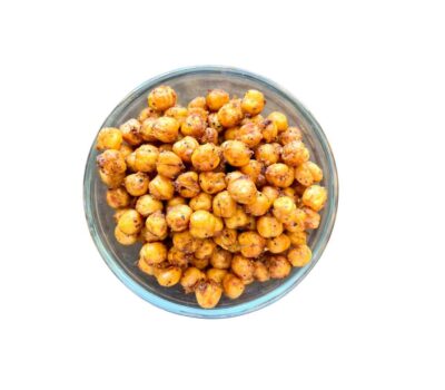Crunchy, roasted chickpeas in a bowl.
