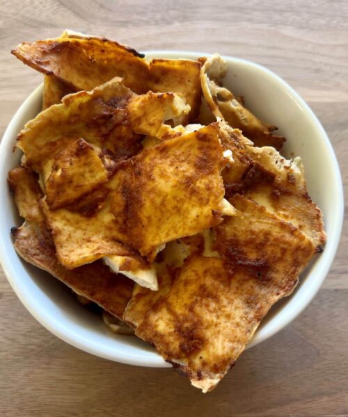 Bowl of cooked vegan tofu deli meat as a healthier option for people with kidney disease.